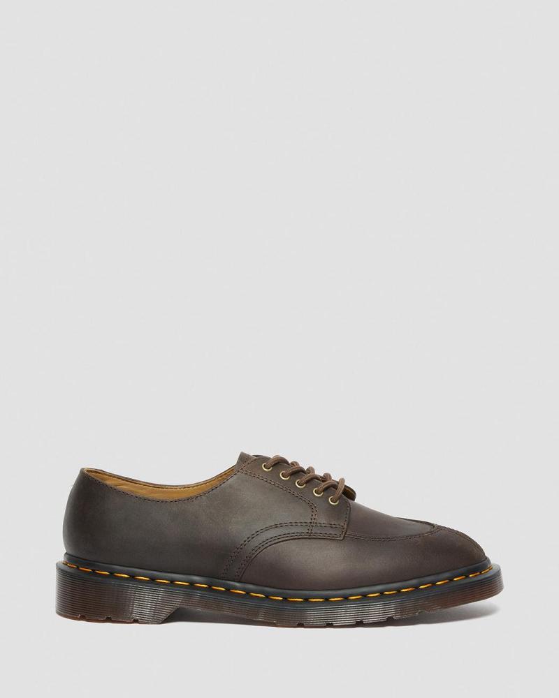 Dark / Brown Men's Dr Martens 2046 Crazy Horse Leather Oxfords Shoes | CA 610QMA